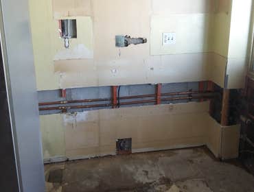 Photos from Love Remodeling Llc Built in custom entertainment center and custom oak floating shelves