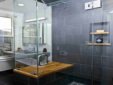 Modern Bath with Concrete Sink