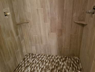 Candice's Bad shower..NOT This is in response to the last review! This beautiful shower details were, A sloped mud pan. 6" by 36" Vertically stacke