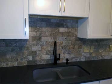 Backsplash Installation Canton IL - May 2021 - Markello Natural stone kitchen backsplash in Canton IL.