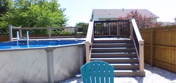 Waukee Pool Deck 250 square feet composite deck and railing around above ground pool.