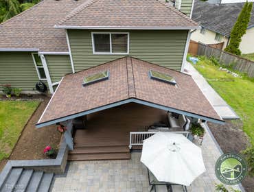 Duncan Project This project features a complete deck demolition and rebuild paired with a custom-designed patio cover to create a functional, year-roun