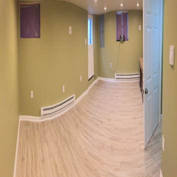 Etna Basement Reno Talk about transformations. We made this space livable and beautiful!!