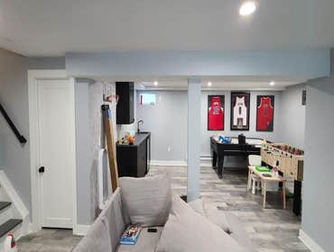 Livingston Basement Remodel of basement in Livingston to include bar, child's area.