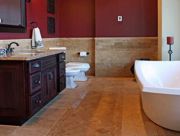 Bold Bathroom Remodel Sometime's going bold with colors and fixtures can make a really great impact in a small space. We installed very detailed tile w