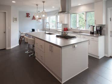 Contemporary Kitchen Renovation Full gut renovation of an existing dining room, kitchen and hallway into an open concept kitchen
