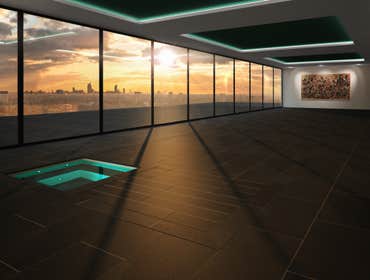 Adjustable spa floor open