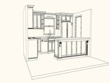 Rendering of Cabico kitchen and island, Danvers, MA