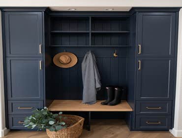Open Kitchen Full design services by professional designer. Custom cabinets, island and mud room style cabinet. Upgraded electrical and plumbing to sup