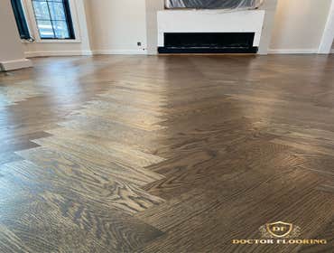 Sand & Finish - Nutmeg color Nutmeg stain by Duraseal, with 3 coats of polyurethane water based finish ✅