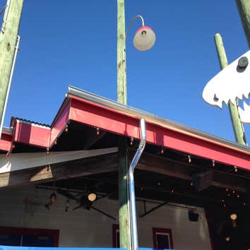 Job--Joe's Crab Shack Special half-round galvanized aluminum gutter we recently installed for Joe's Crabshack in Chesapeake, VA.