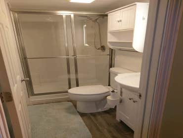 Complete basement bathroom construction
