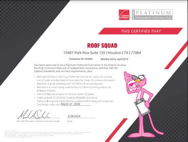 We are an Owens Corning Platinum Preferred Contractor