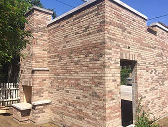 Custom Garage with Fire pit and New Stone Porch,