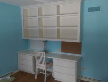 Custom built desk and shelves