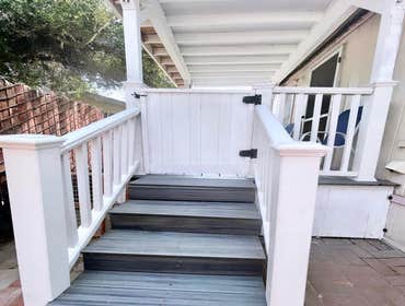 Photos by Pauls General Construction Llc. #15 Life is better with front porches??
Brand new outdoor patio cover with two lock and door staircases add
