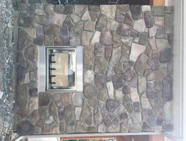 field stone outside fireplace