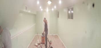 Photos from Savala Construction, Inc. Removed drywall with mole, new drywall installed,plaster, also painting. 6 more lectril can lights.