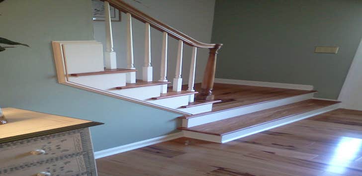 MacGregor , Blue Ridge, VA We replaced old carpet with beautiful Brazilian Koa 5" wide hardwood. Floors and steps were replaced