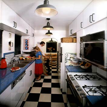 1978: Thin as a Rail Kitchen This small Kensington kitchen makeover that used commercial light fixtures to capture a distinct classic look that got thi