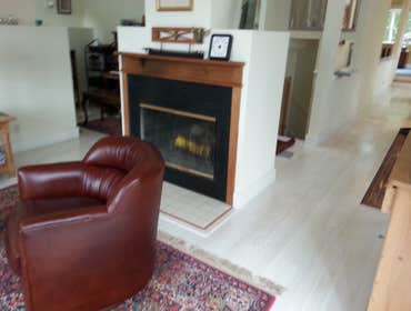 Red oak, tongue & groove, white finish