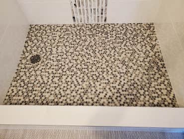 Mosaic tile shower floor, Eagan, MN