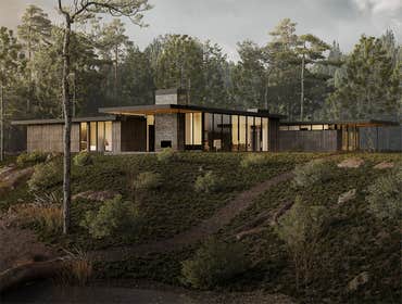 Pine Cabin Situated on a wooded site, the Pine Cabin features natural materials and textures that create a sense of harmony with the environment and se