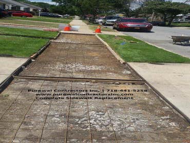 Concrete Sidewalk Replacement This gorgeous two-story home is located in prime Queens NY and features new installed concrete sidewalk With a Old Sidew