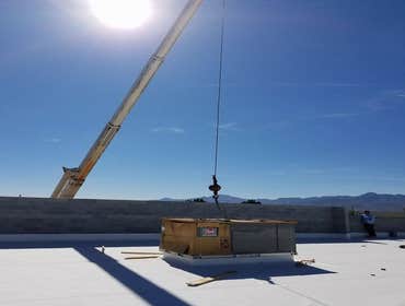 Photos from Tech-Vac On this project we replaced 3 package units on a Cici's Pizza. The old units were removed due to old age and extensive hail damage