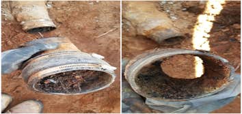 Edit Delete Your photo Sewer pipe clogged with roots before and after