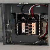 Photos by Dobbins Electric Co #4 Wire metal building garage. Installed new meter and panel.