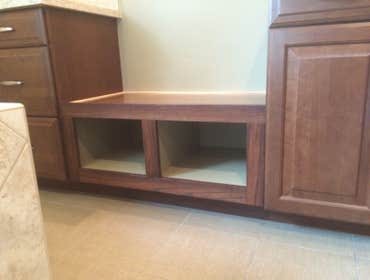 Custom built bath room bench