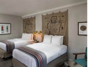 Hotel Renovation BASECAMP Complete renovation of hotel while occupied. 50 rooms, lobby, lounge and spa. Custom elements designed and constructed by Coo