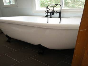 College Park Bathroom remodel and installation of bamboo flooring.