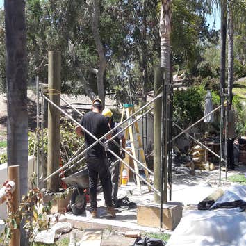 Construction of large Pergola under way in in Del Mar, CA