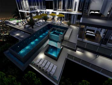 Night view Cantilever home