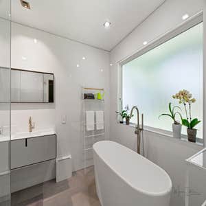 Photos by Memar Interiors, Inc #6 Contemporary bathroom remodeled by MI. Plumbing fixtures by Porcelanosa.