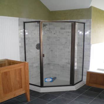 total bathroom rennovation. I first Built a custom vanity, then I tore out the old shower and replaced it with a new one. I also did the shower tile 