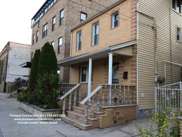 Woodhaven Facade Install This gorgeous two-story home is located in prime Woodhaven NY and features new installed brick and granite columns. With a Old
