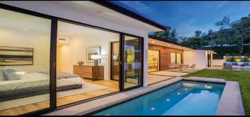 Swimming pool and backyard beautiful flow and use of space