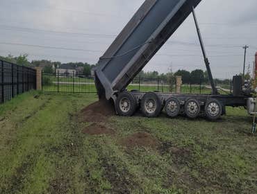 Photos by Enova Renovation #1 Dethatch, level top soil, seed and rake. Plant new trees and create a water flow path.