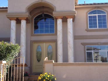 Exterior faux marble columns