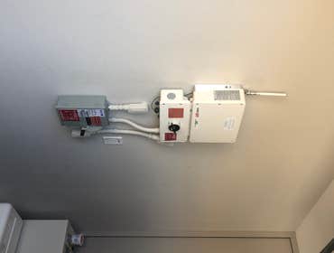 Inverter mounted in garage for aesthetics.