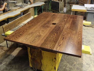 Wood slab table top