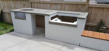Built in BBQ and Concrete countertops