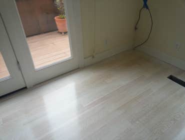 Red oak, tongue & groove, white finish