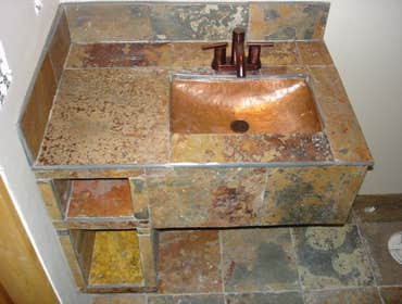slate vanity w/ custom copper