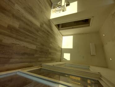 Photos by Stewart & Son Gate & Fence LLC #1 Tiny House with pergola. Small house 17' by 12' small bathroom with pocket door, and small sink with water 
