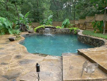 Gunite Pool with Rock Waterfal