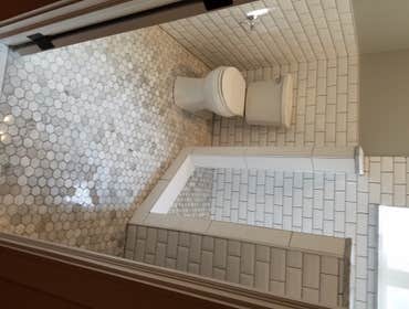 Subway Tile Shower And Marble Floor